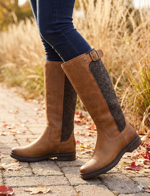 UGG Janina Chestnut Leather Waterproof Riding Boots - Size 6.5 - New #1018472