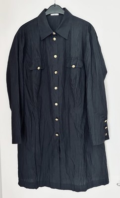 DAMEN LONG CRASH BLUSE ELEGANT GOLDENE KNÖPFE SCHWARZ GR. 46 WIE NEU