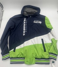 NFL Seattle Seahawks Poly Jacket Full Zip W/Hood Jacket Mens XL New W/Tags
