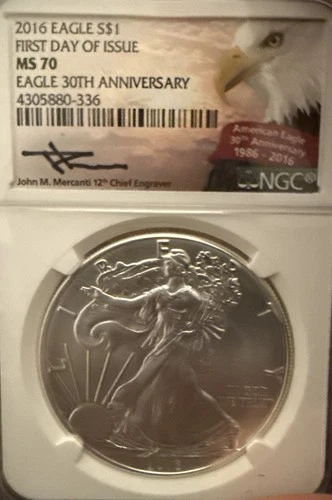 2016 American Eagle Silver Dollar MS70 Early Releases 30th Anniv. NGC