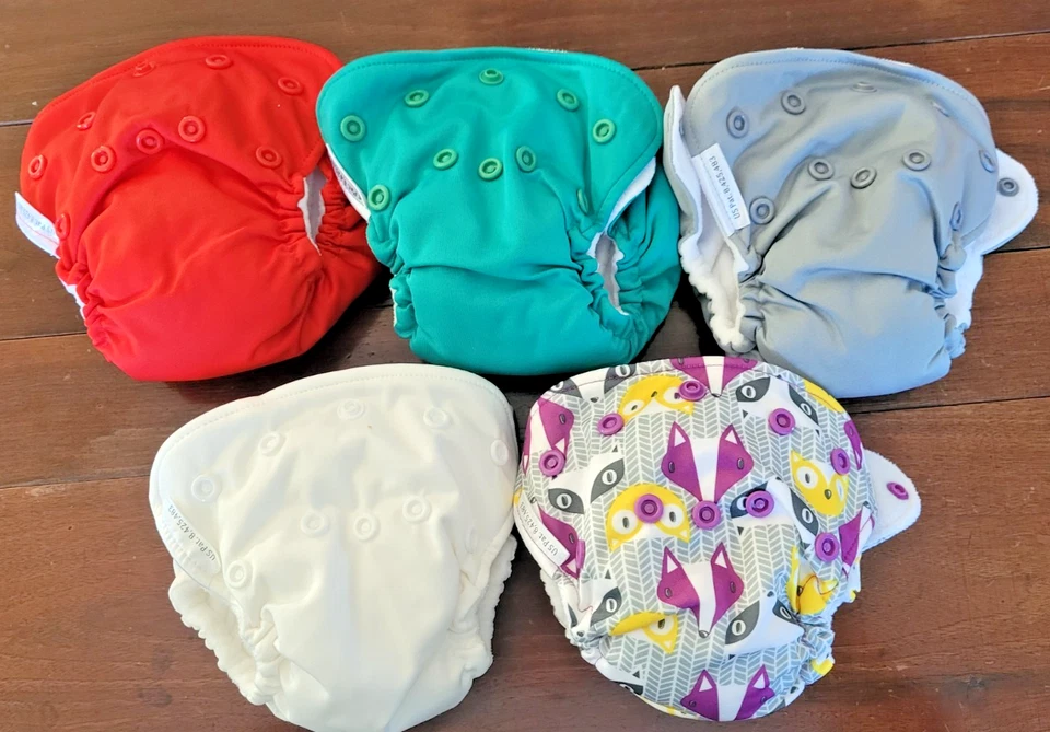 Lil Joey by Kanga Care Newborn All in One Cloth Diapers 4 to 12 lbs 5 pc lot - Image 2 of 4