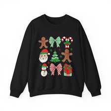 Christmas Icons sweatshirt  Santa, gingerbread, tree, candy cane