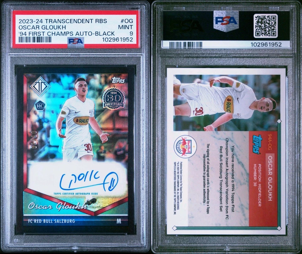 2023-24 Topps Transcendent RBS Oscar Gloukh On Card Auto Black /10 RC PSA 9 - Image 3 of 3