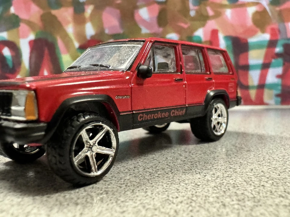 Greenlight 1/64 - Jeep Cherokee 1984 rojo diecast modelo coche rueda suelta intercambio Foto 4 de 4