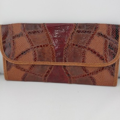 Carlos Falchi Snakeskin Clutch Purse Patchwork Purse Envelope Clutch Bag Vintage