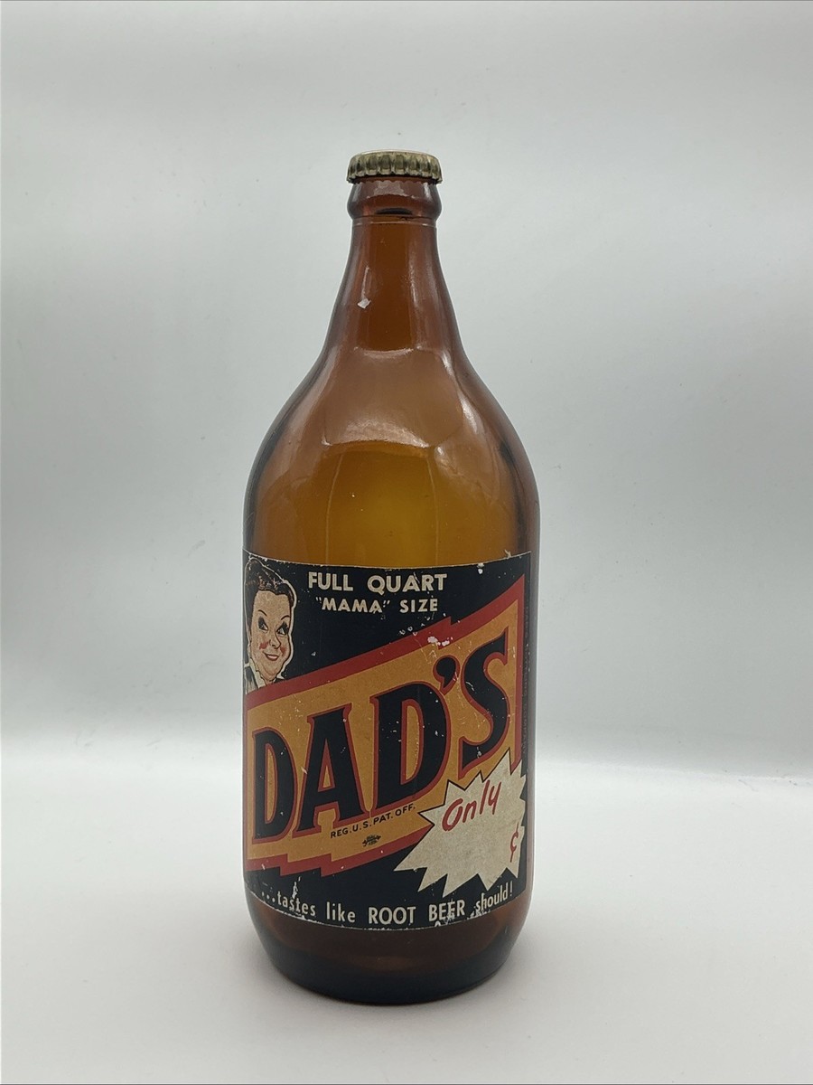 Vintage 1950s Dads Root beer Glass Brown Bottle Mama Size ORIG