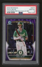 2023 Bowman #BCP-1 ZACK GELOF  Chrome Prospects Purple RayWave 004/250 PSA 10