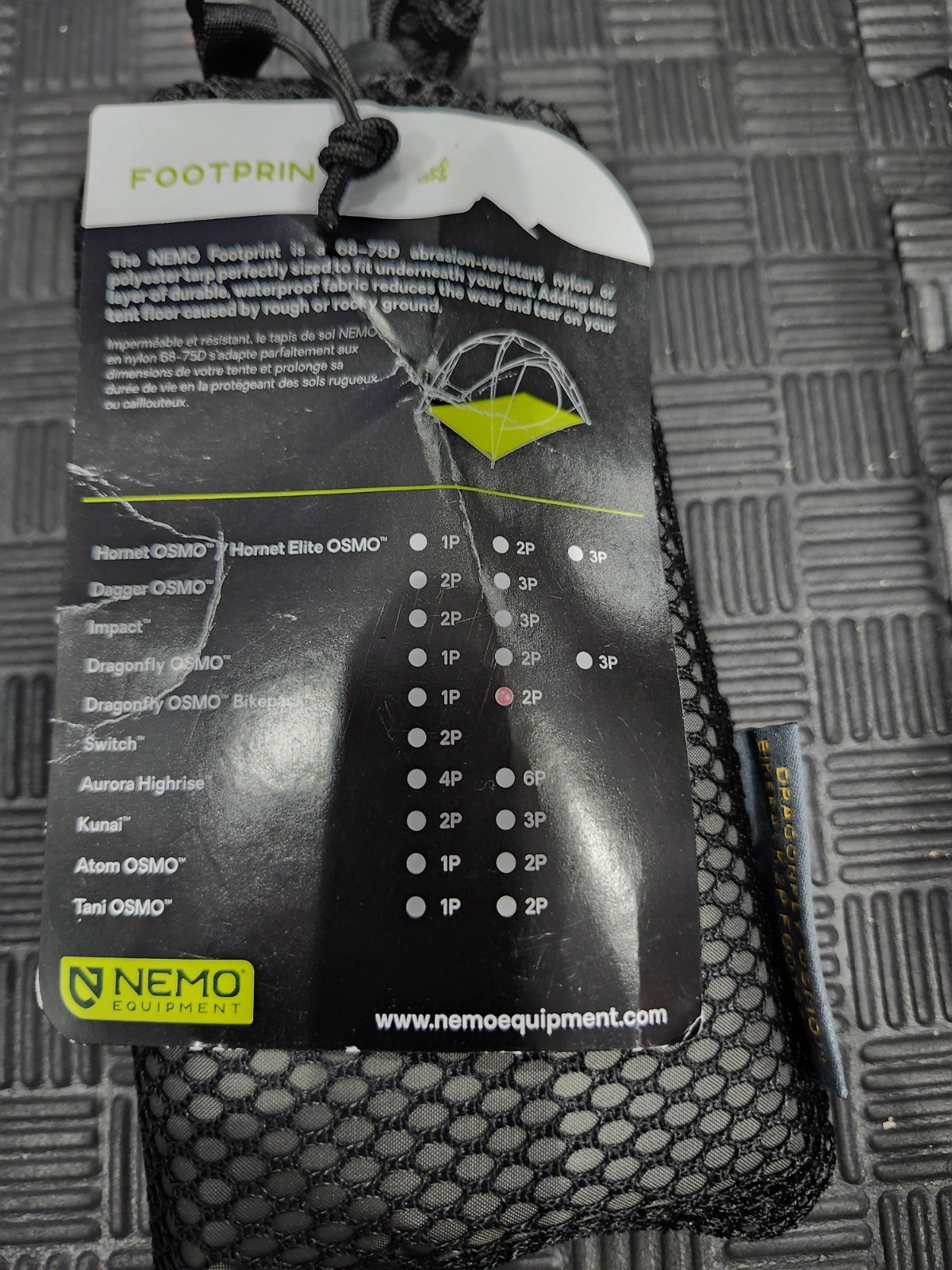 Nemo Tent Footprint -Dragonfly Bikepack OSMO 2p NWT