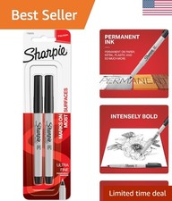 2-Pack Ultra Fine Point Permanent Markers - Vibrant Black Ink for All Surfaces
