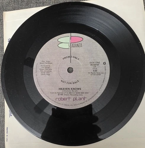 Robert Plant (Led Zeppelin) Canadian 45rpm Promo- Heaven Knows- EX