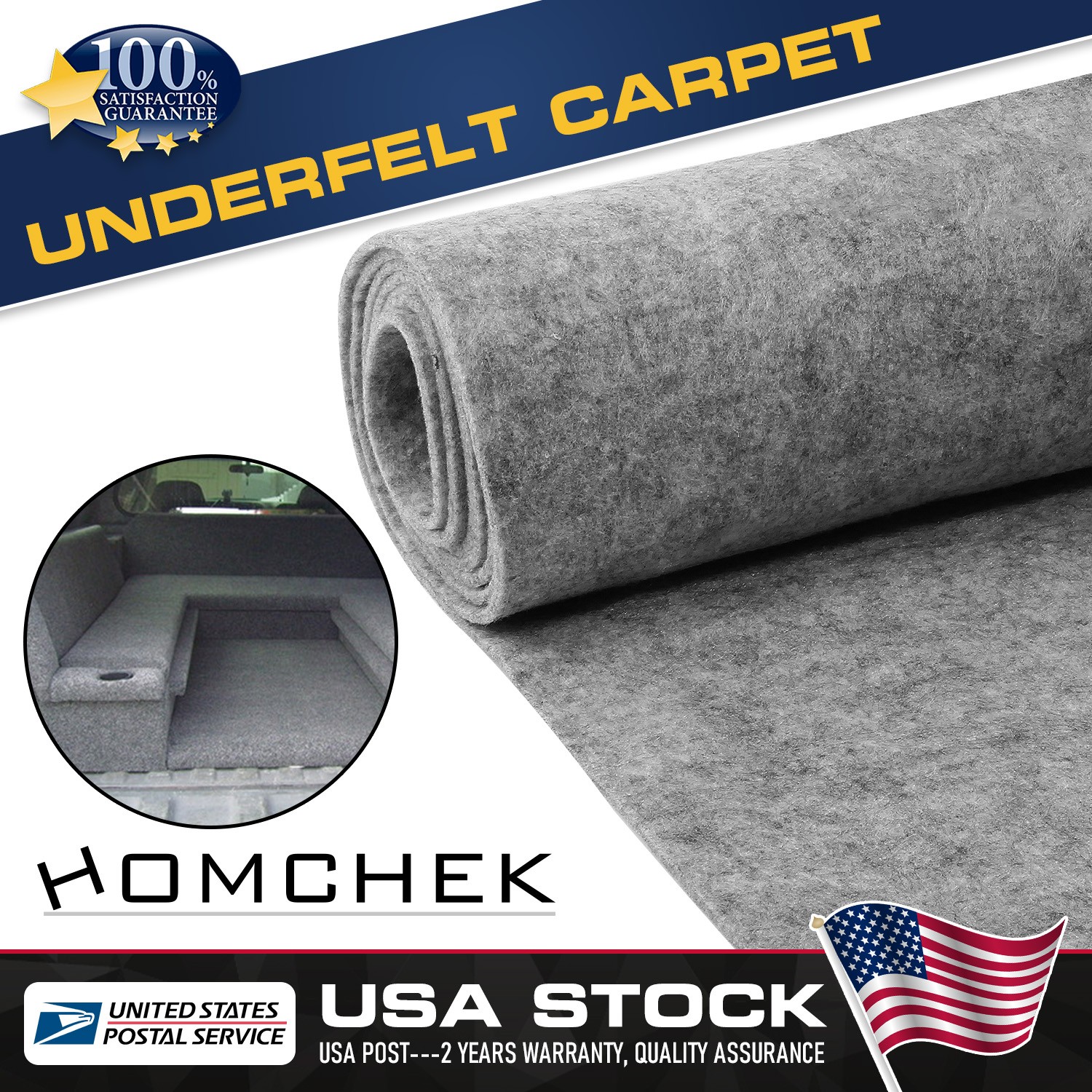 118x78 Inch Universal Car Trunk Boat Floor Cover Non-Slip Underfelt Liner Mat
