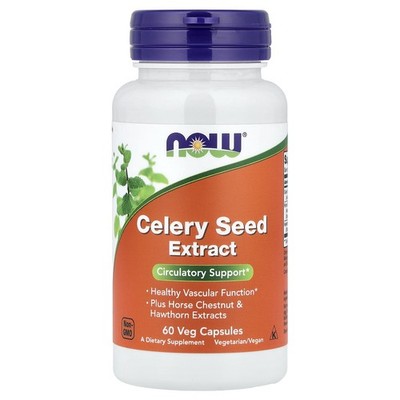 Now Foods Celery Seed Extract 60 Veg Capsules Vegan, Vegetarian, GMP Quality