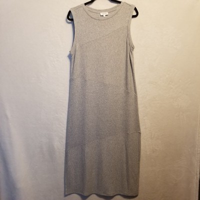Haven Well Within M Dress Maxi Gray Ribbed Knit Super Soft Sleeveless Lagenlook 