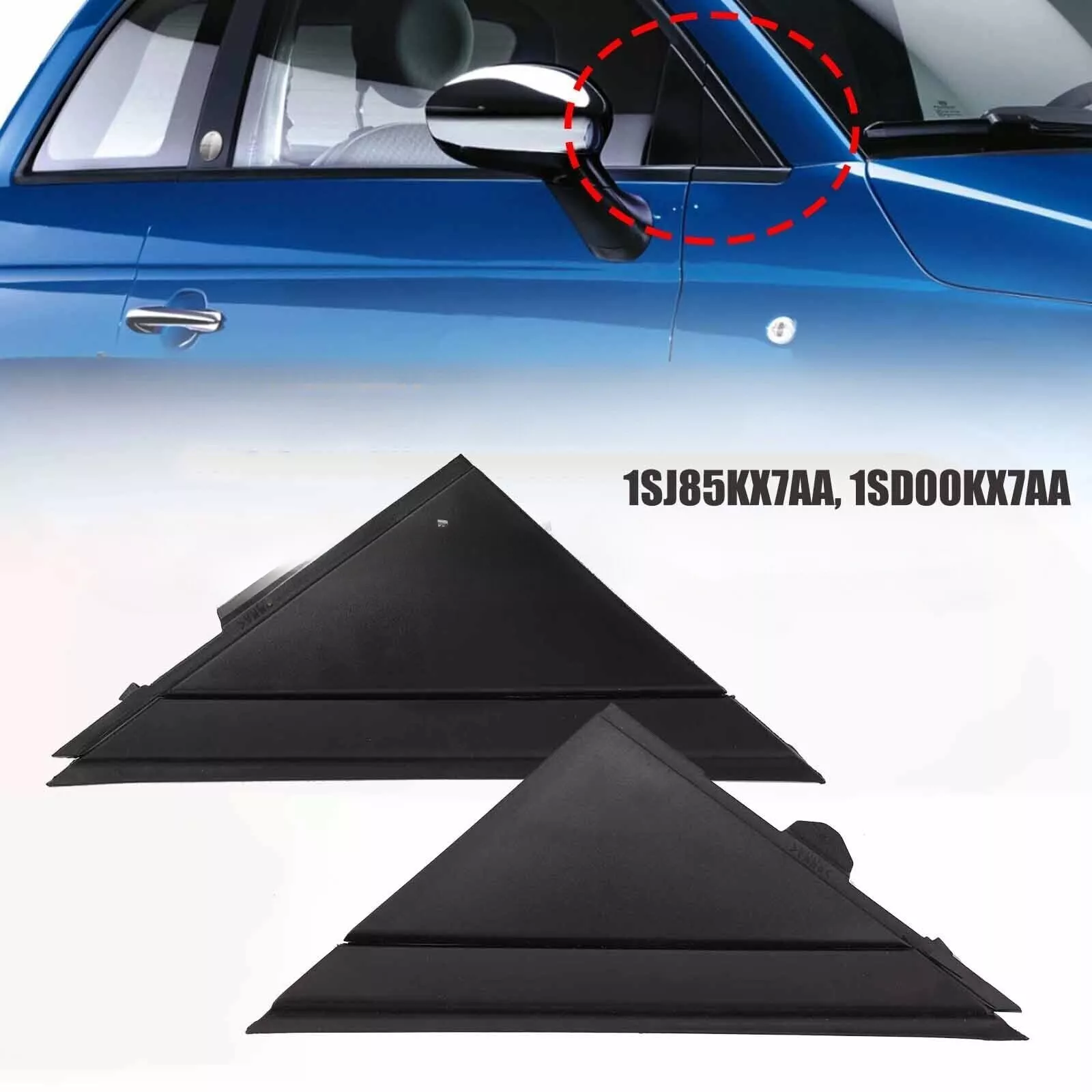 2Pcs LH&RH Door Mirror Flag Cover Moldings Fit For 2012-2019 Fiat 500 1SJ85KX7AA