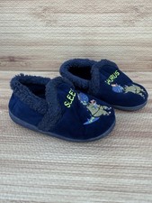 Wonder Nation Toddler Boys Blue Fur Lined Dinosaur Slippers Size 9-10