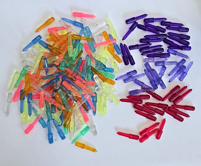 200 Vintage Lite-Brite Pegs 1'' Long, 150 Mixed Colors & 50 Rare Red/Purple
