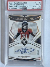 2021 Panini Limited - Limited Ink Justin Simmons Spotlight Gold /49 PSA Auto 10