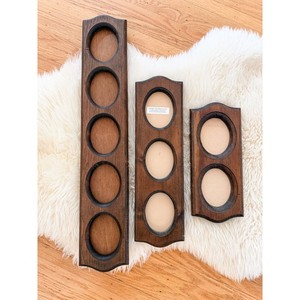 Vintage Set of 3 Wood Hanging Oval Photo Frames Country Cottage 28", 19", 13"