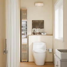 SoBuy Badezimmerschrank Schmal, Badschrank Hoch mit 6 Regalböden BZR34-BW