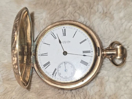 Antique Pocket Watch Waltham #4360981/ 6s Gold Filled C.W.C.CO 296266 Runs Well!
