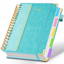 Spiral Bound Hardcover Notebook 8"x10" with Tabs  Dividers, 300 Pages, College