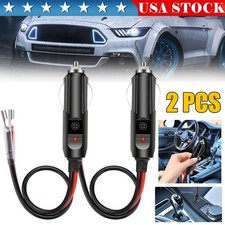 2 Pack 12V Fused Cigarette Lighter Male Plug with Leads  LED Light, Heavy Duty