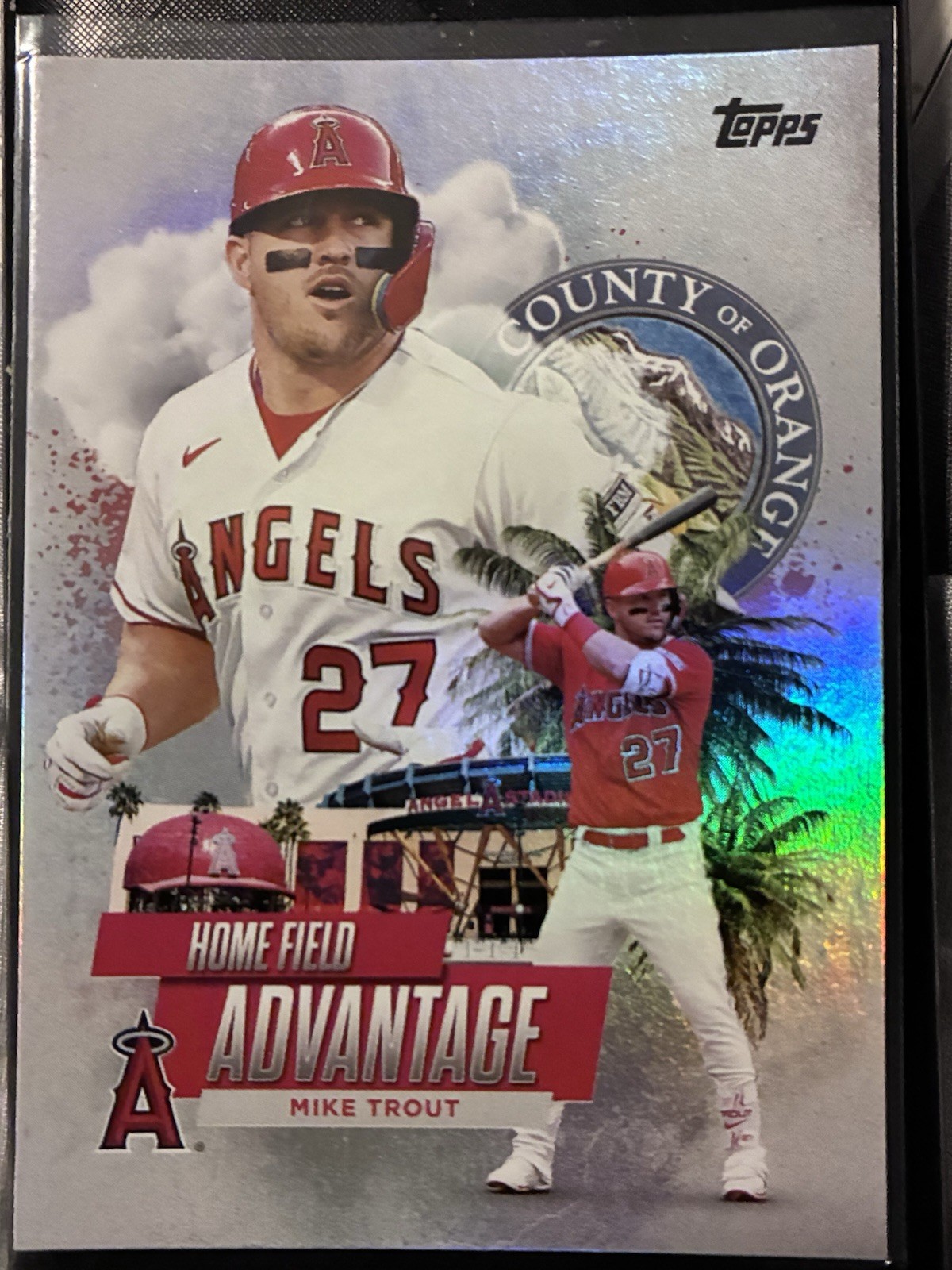 The 2025 Topps Home Field Advantage Insert Featuring Mike Trout Captures Angels