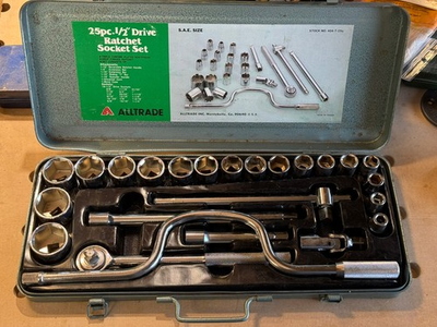#ad #ad Alltrade 1 2quot; Drive 25 Piece SAE Socket Set Vintage Tool with Metal Case $29.99