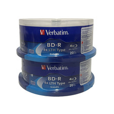 Lot of 2 New Sealed Verbatim 25GB 6x BD-R LTH Blu-ray Disc 20pk 40 Discs