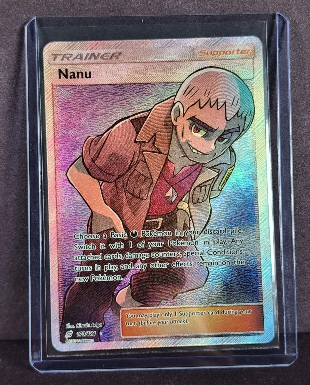 NM - Nanu Full Art Ultra Rare Supporter Holo SM - Team Up 179/181 Pokémon TCG