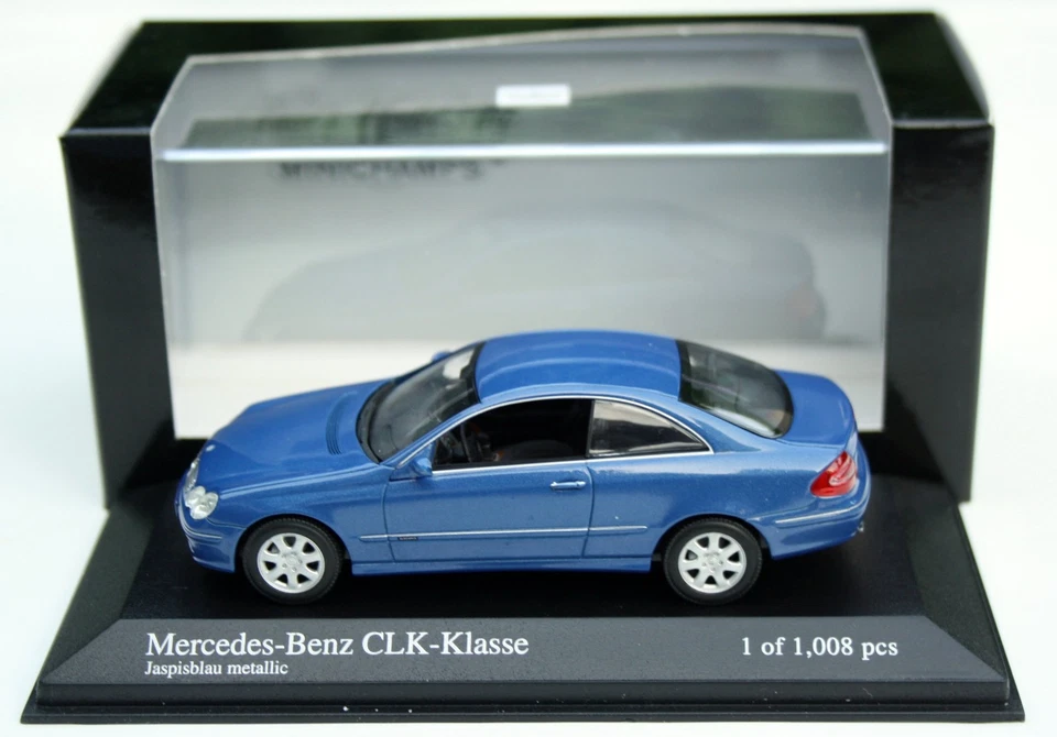 Mercedes CLK Coupé C209 año de construcción 2002-2005, azul jaspe metálico, MINICHAMPS 1:43, ob Foto 4 de 4