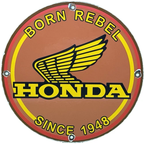 VINTAGE HONDA PORCELAIN SIGN GAS OIL GARAGE REPAIR MOTORCYCLE AUTO LAWN PLANE