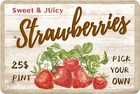 Sweet Juicy Strawberries Pick Your Own, Tin Sign Vintage Metal, 8 x 12 Inch