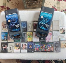 Vintage Audio Cassette Tape Lot 29 Mixed Rock Pop Etc 2 Carrying Cases 70s 80s