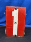 Vintage Porcelain Enamel Industrial Number 1 Sign American Valve Enameling 8x5