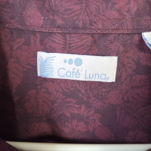 Cafe Luna Shirt Men 3XL Maroon Floral Leaf Short Sleeve Button Up Casual - Picture 8 of 10