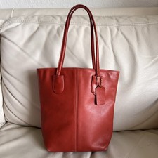 Vintage Coach Orange Red Leather Lunch Tote Bag Made in USA #4068