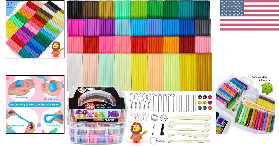 Arcilla para modelar al horno - 36 colores, 2,6 libras, herramientas incluidas para diversión creativa Foto 2 de 4