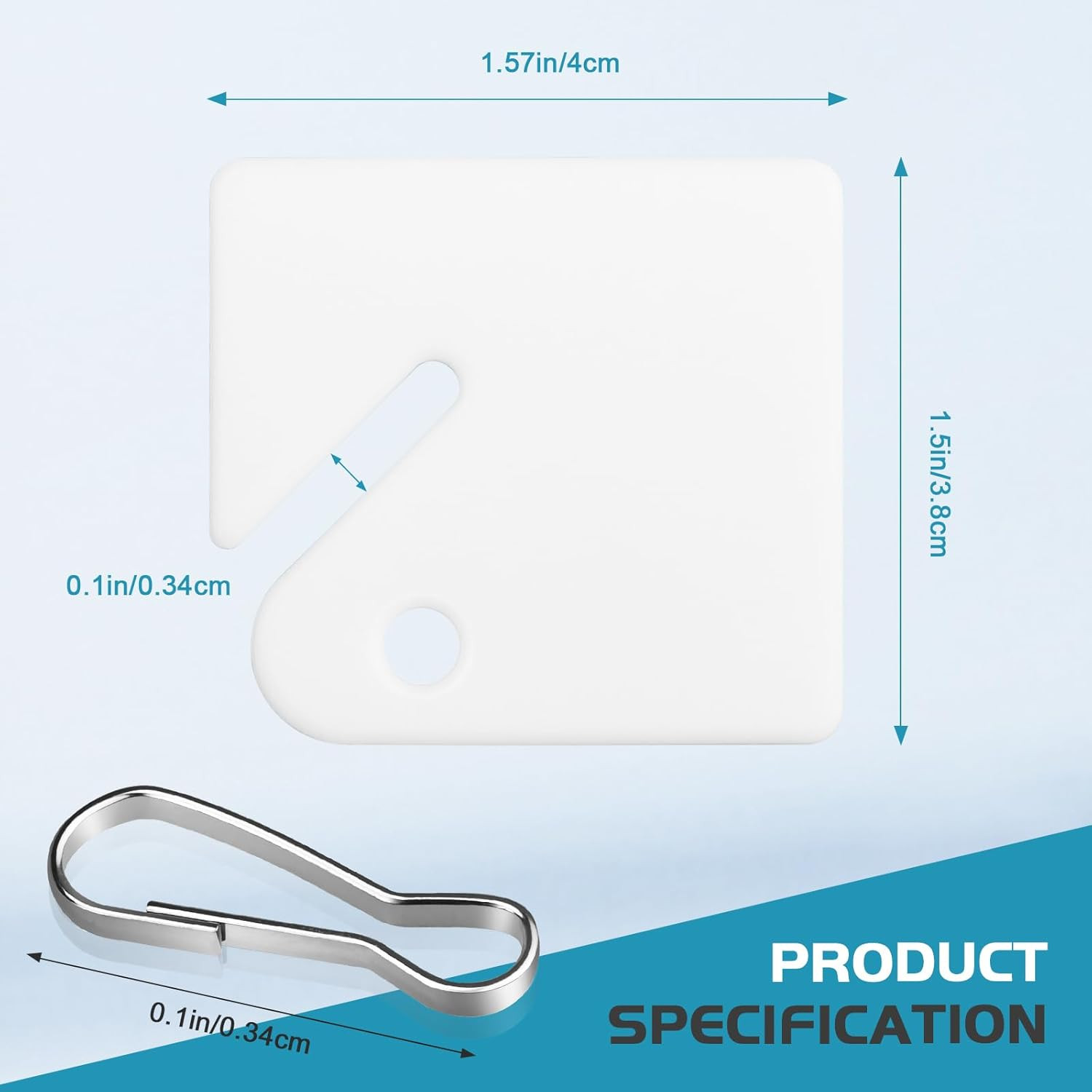 60 PCS Slotted Key Tags White Plastic Hanging Tags with Metal Snap Hook 1.5 Inch
