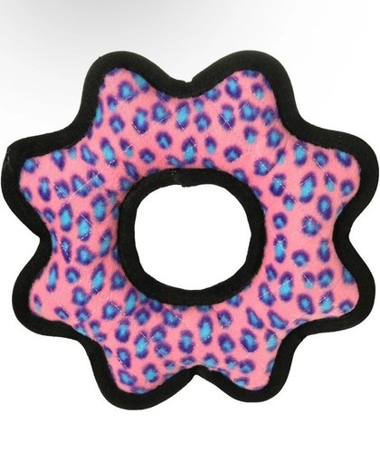 World's Tuffest Soft Dog Toy Ultimate Gear Ring Pink Leopard Squeakers 12”in - Picture 7 of 10