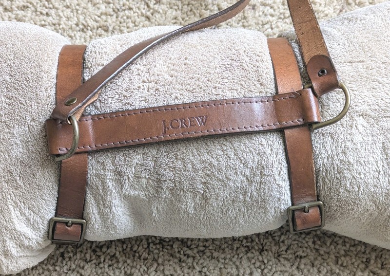 Vintage Leather Horse Blanket Carrier J. CREW Brown Adjustable Strap 