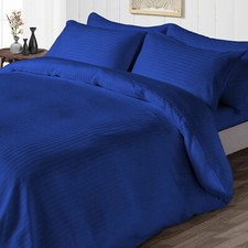 Noble Egyptian Cotton Duvet Collection Select Size  TC Royal Blue Stripes