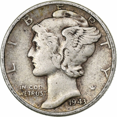 Vereinigte Staaten, Mercury Dime, 1943, Philadelphia, Silber, S
