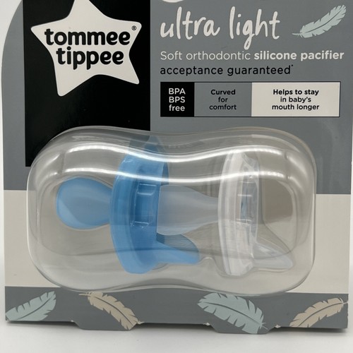 Tommee Tippee Ultra Light Pacifiers 2 Pack Blue White 6-18 Mo Soft Orthodontic - Picture 6 of 8