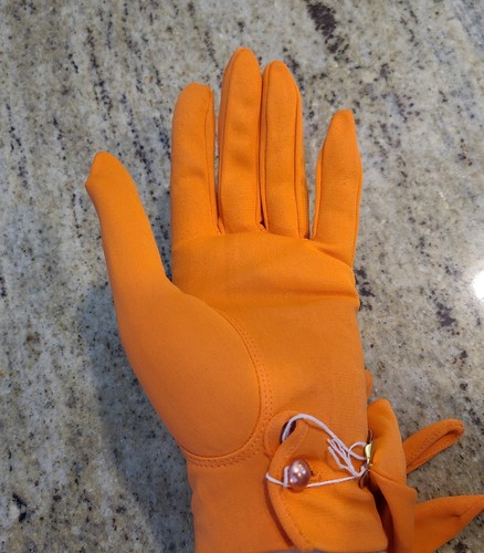 New! Carol Brent Size XL 8 Bright Blaze Orange Formal 9" Gloves Wrist Button - Picture 12 of 16
