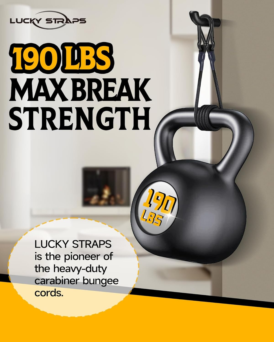 8 Pack 12 Inch Bungee Cords With Carabiner Hooks - Black & Yellow Elastic Straps For Cargo, Bike, Camping, Roof Racks (Aluminum Alloy Hooks)