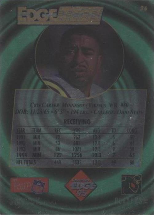 1995 Collector's Edge Cris Carter #26 for sale | eBay