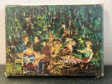 P Vintage Michel Rostand Original Oil Signed -20th Century 20 X 15cm