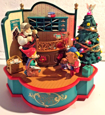 NORTH POLE POST OFFICE ~MUSIC BOX-ANIMATION & LIGHT~Lustre Fame~VINTAGE 1993~NM-