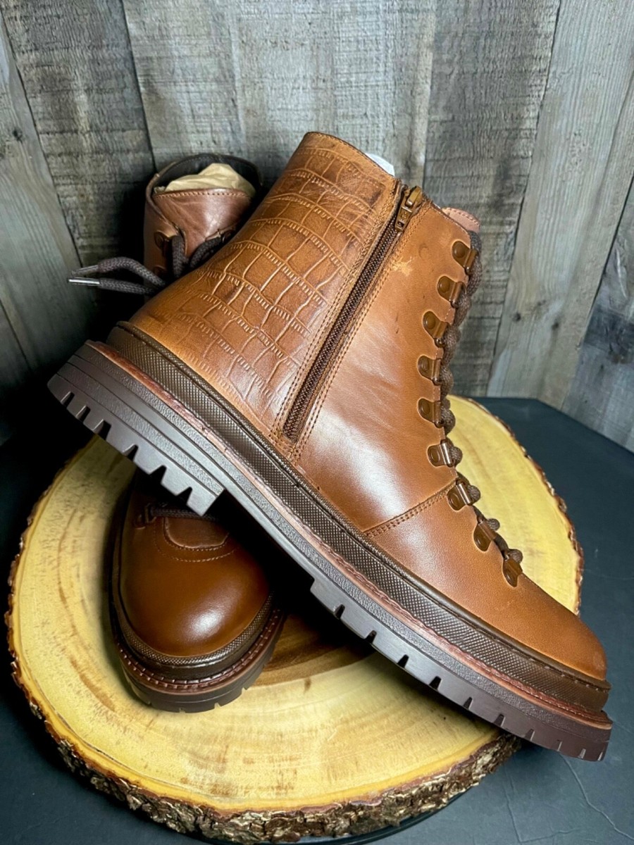 Vintage Foundry Vulcan Leather Lace-Up Croc embossed panel  display picture 3